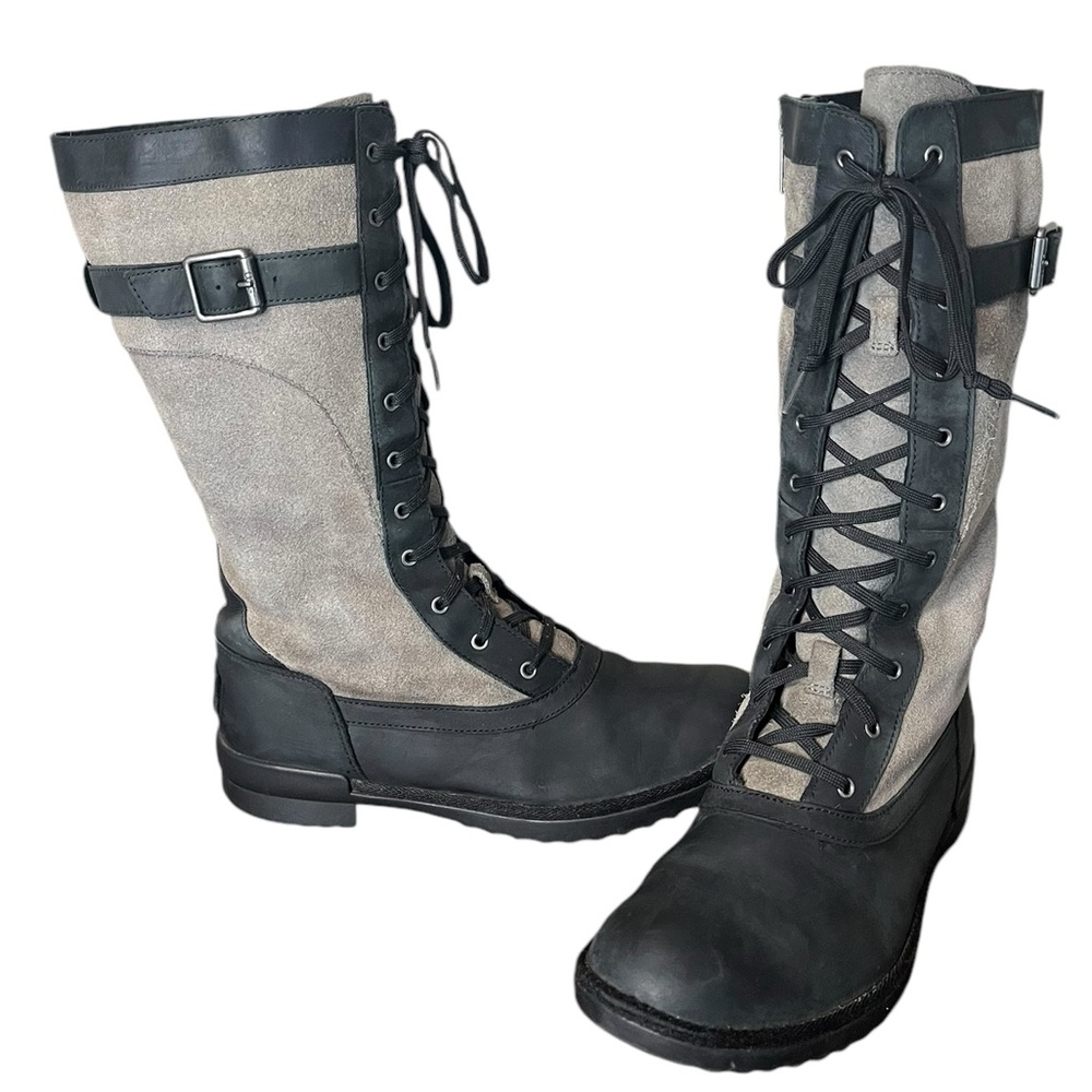 UGG Black and Gray Lace-Up Boots